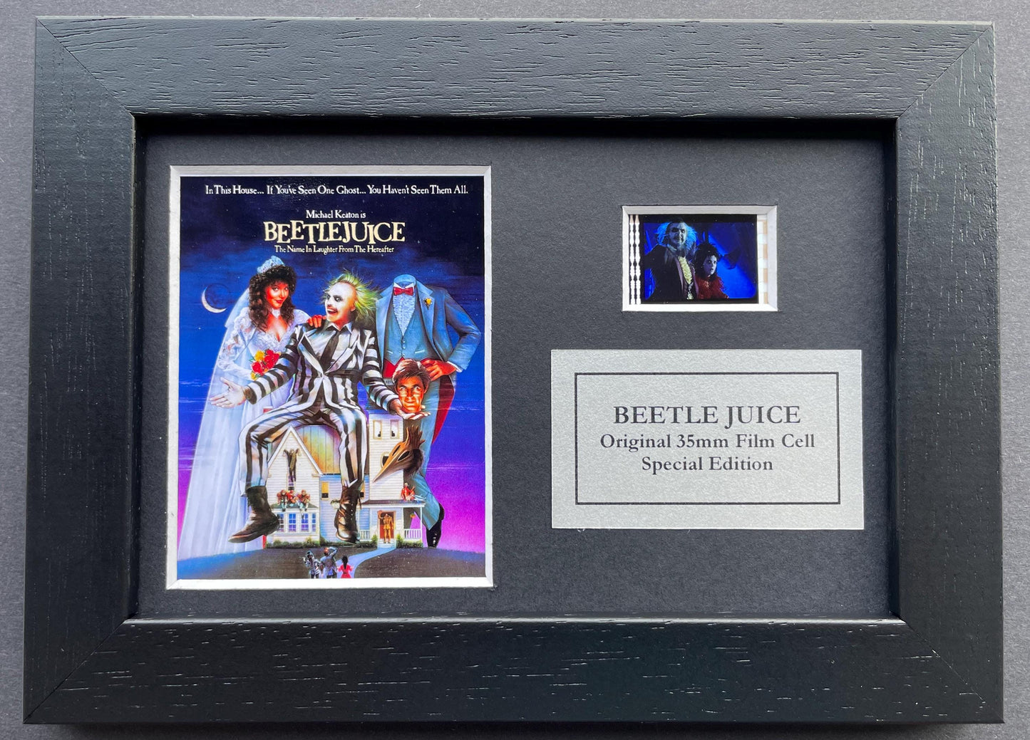Beetlejuice 1988 Original Mini 35mm Film Cell Display (Wood Frame + COA)