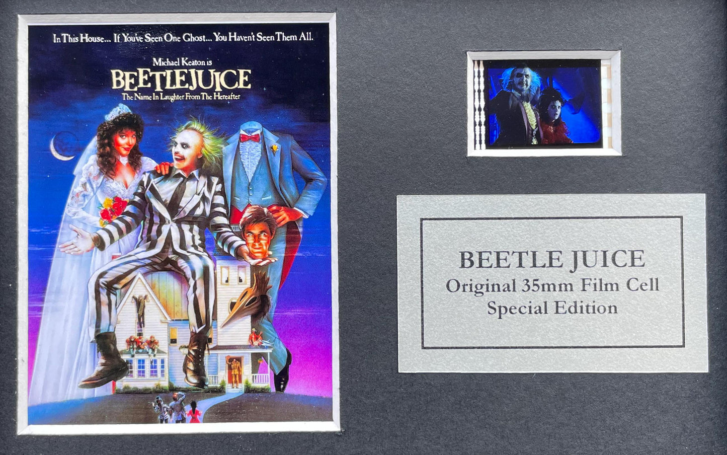 Beetlejuice 1988 Original Mini 35mm Film Cell Display (Wood Frame + COA)
