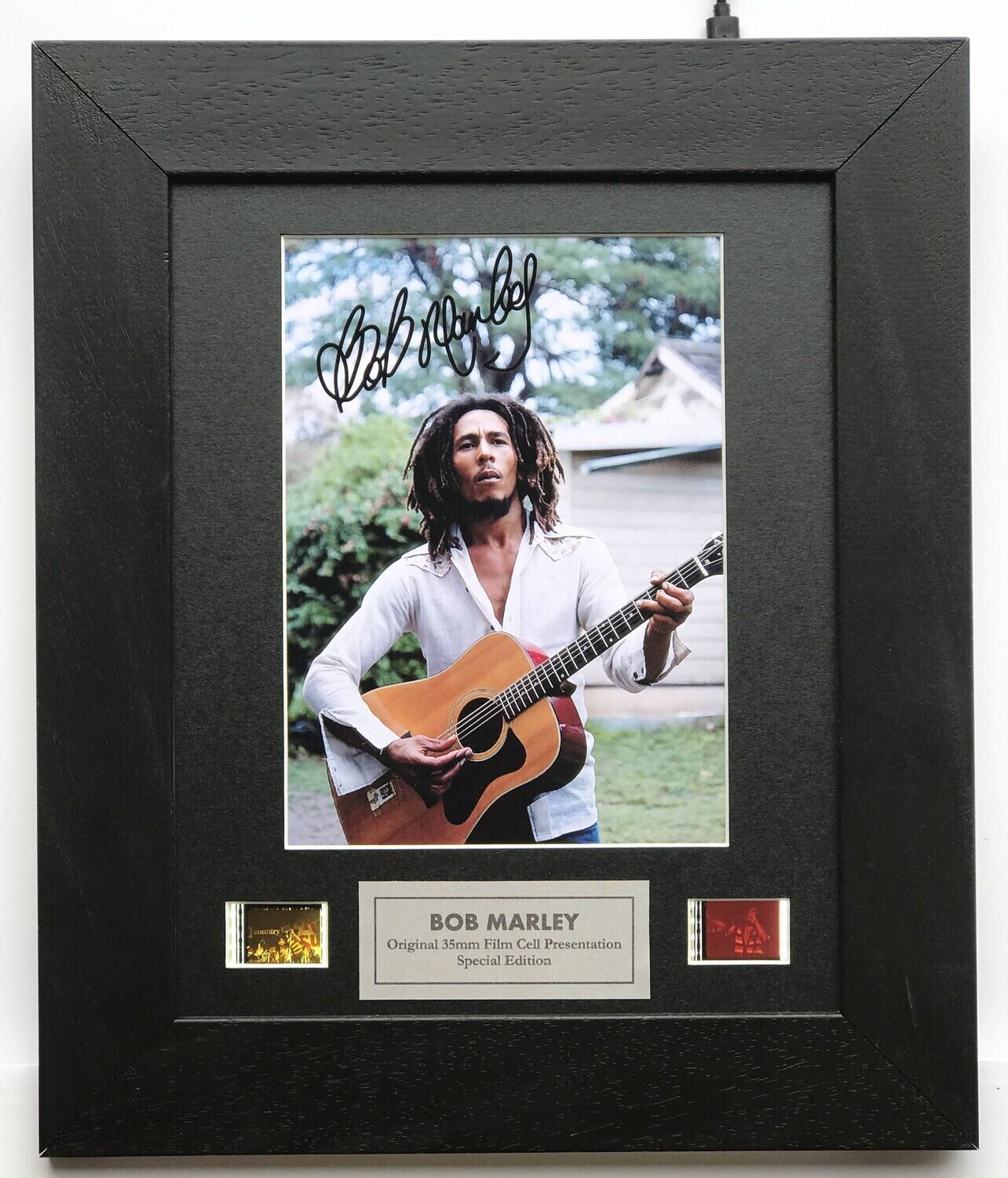 BOB MARLEY Original 35mm Film Cells set within Quality Wood Frame + COA
