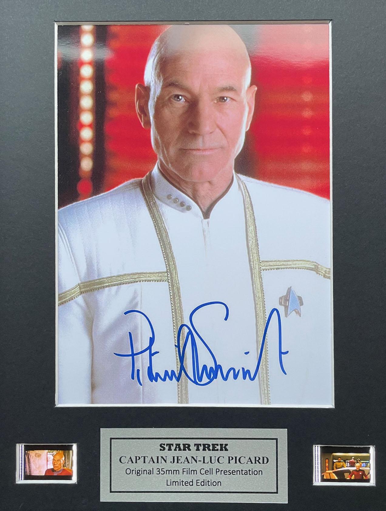 Star Trek PICARD Signed Repro + Original 35mm Film Cells in Quality Wood Frame