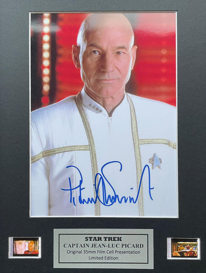 Star Trek PICARD Signed Repro + Original 35mm Film Cells in Quality Wood Frame