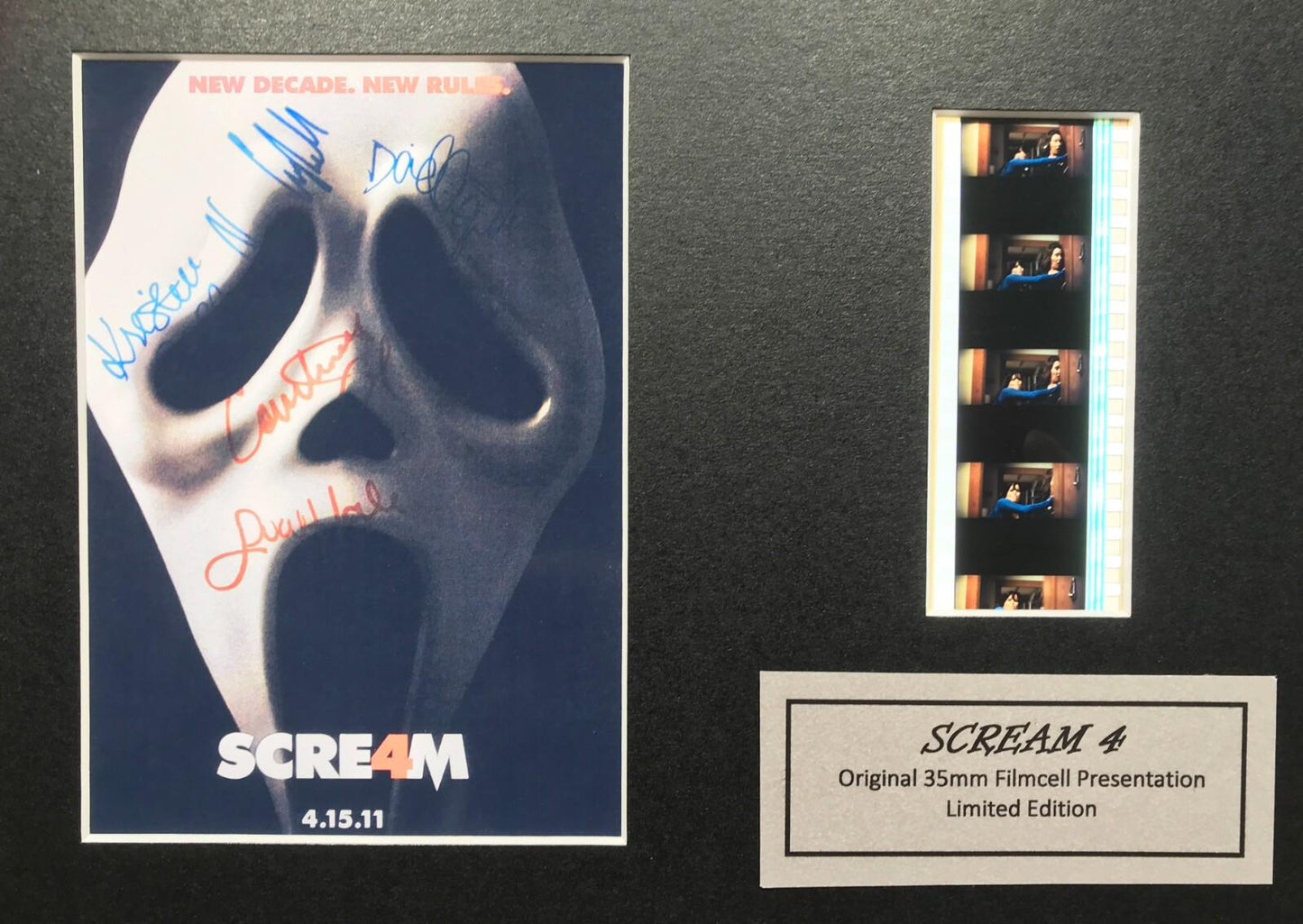 SCREAM 4 Signed Repro + Original 35mm Film Cells set in Quality Wood Frame + COA