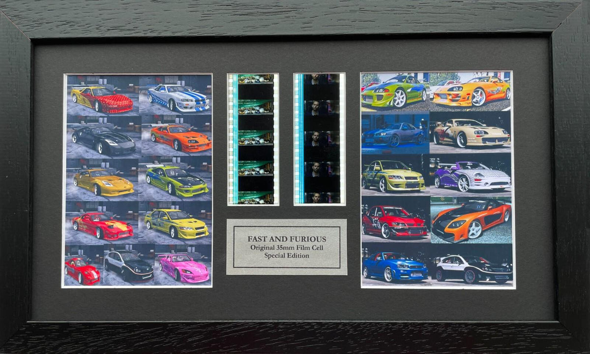 FAST & FURIOUS Original Double 35mm Film Cells set within Quality Wood Frame + COA
