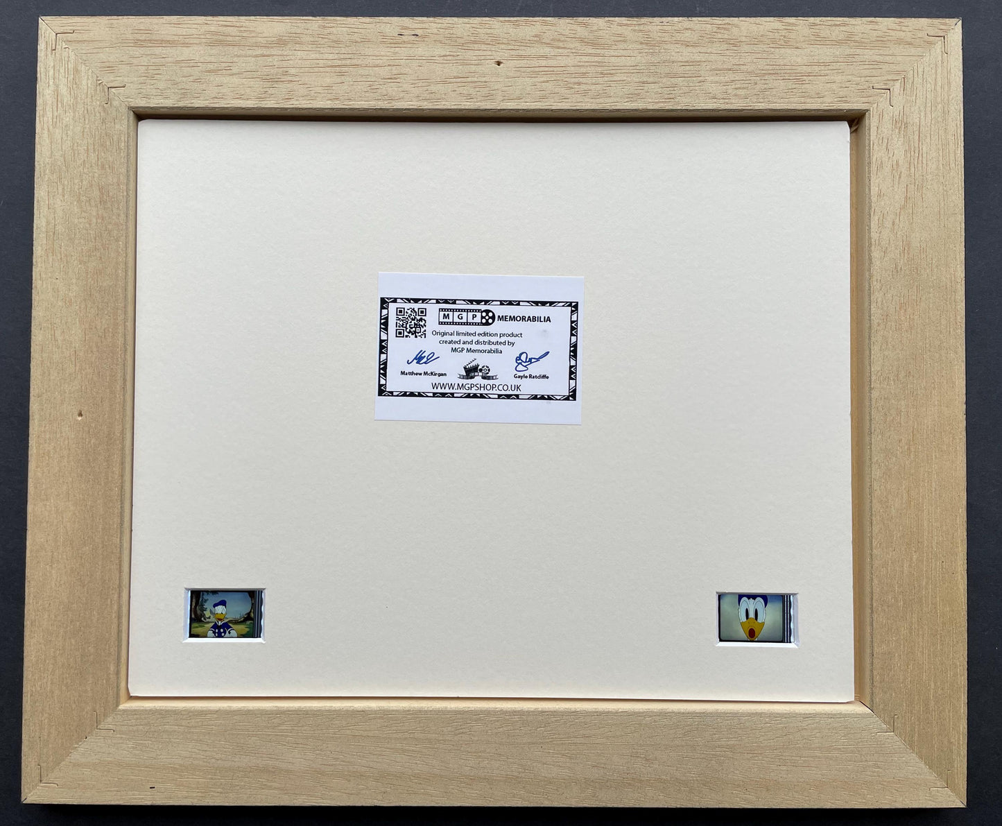 DONALD DUCK Original 35mm Film Cells set within Quality Wood Frame + COA