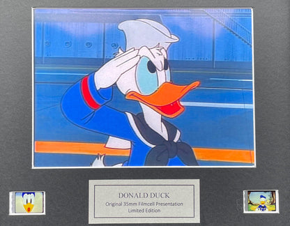 DONALD DUCK Original 35mm Film Cells set within Quality Wood Frame + COA