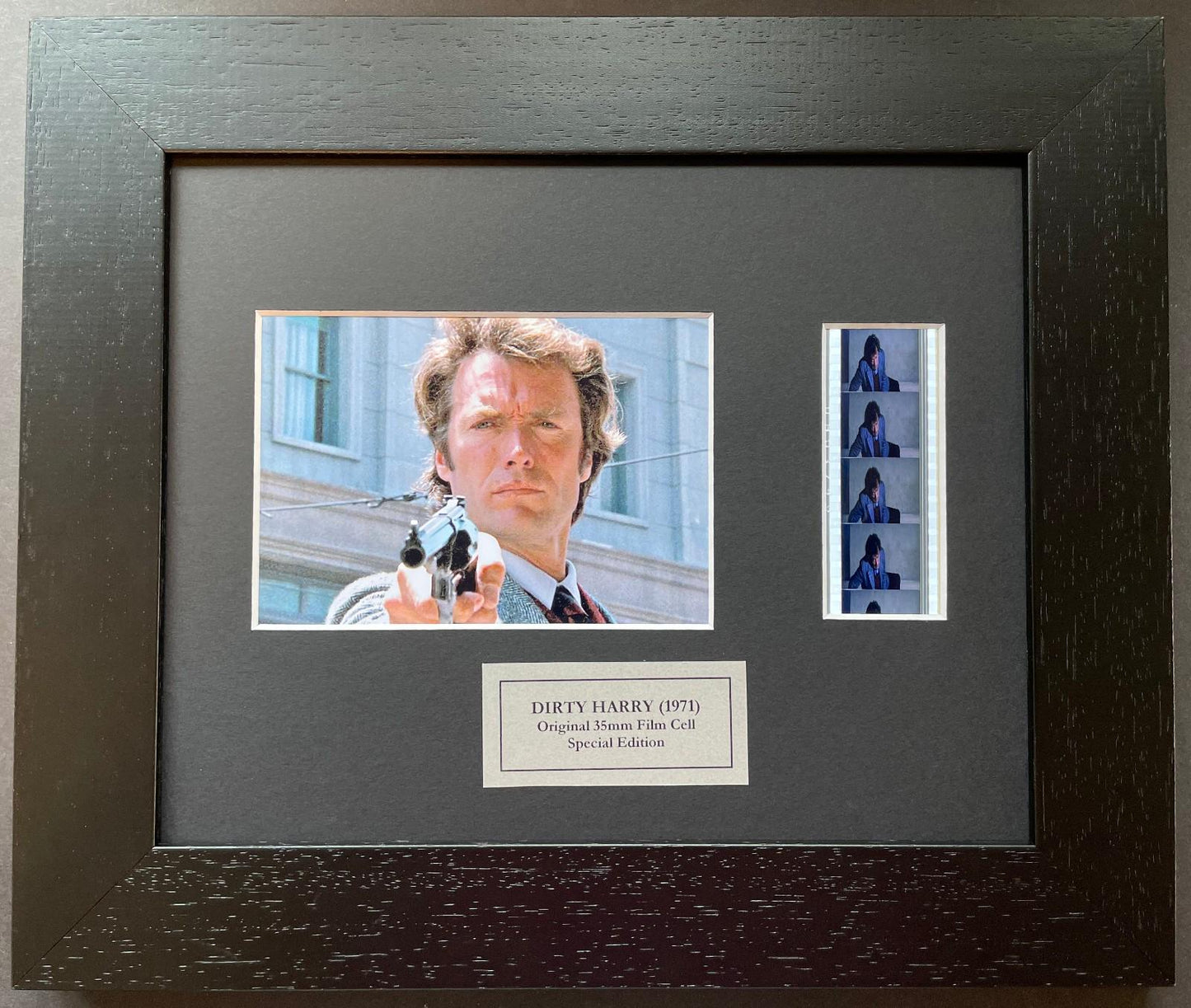 DIRTY HARRY of 1971 Original 35mm Film Cells set within Quality Wood Frame + COA