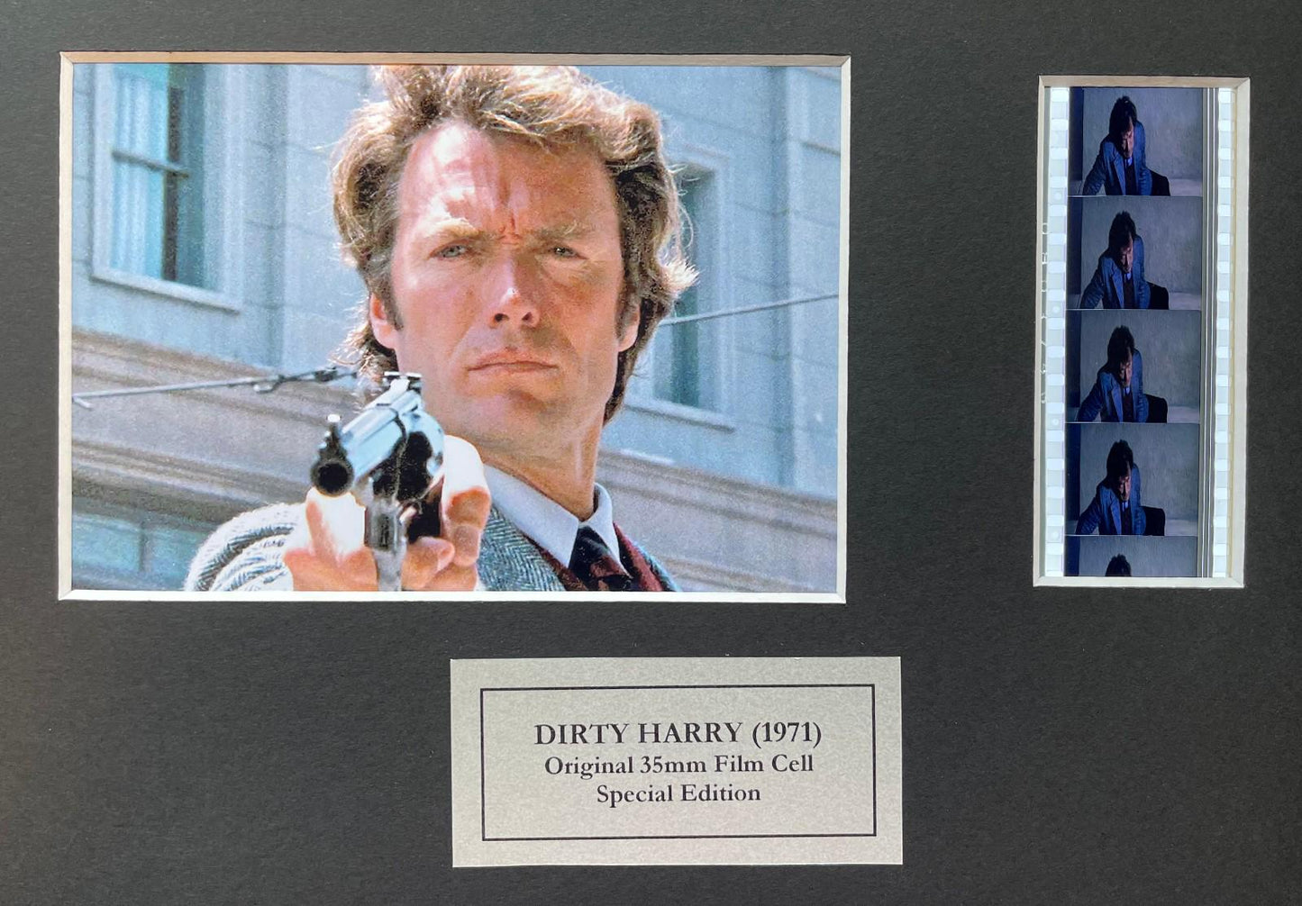 DIRTY HARRY of 1971 Original 35mm Film Cells set within Quality Wood Frame + COA