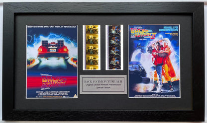 BACK To The FUTURE 1 & 2 Original 35mm Film Cells set in Quality Wood Frame + COA