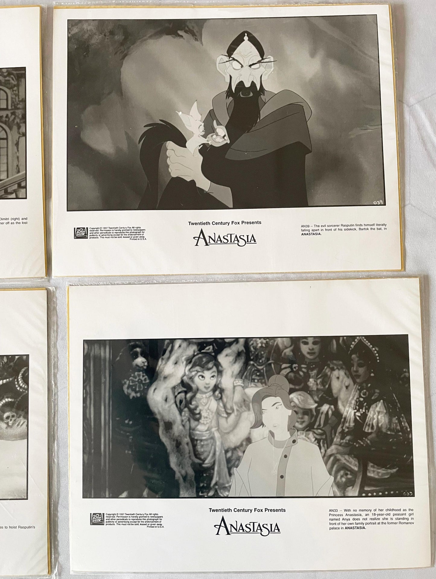 Anastasia Movie (1997) Original B&W Stills - Set of 4