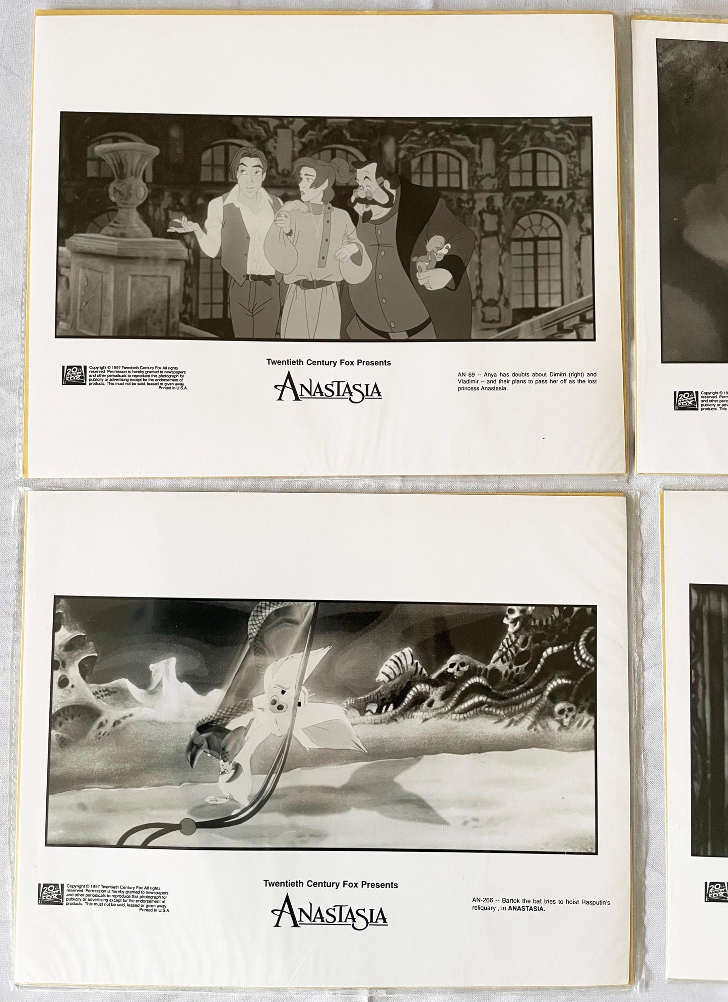 Anastasia Movie (1997) Original B&W Stills - Set of 4