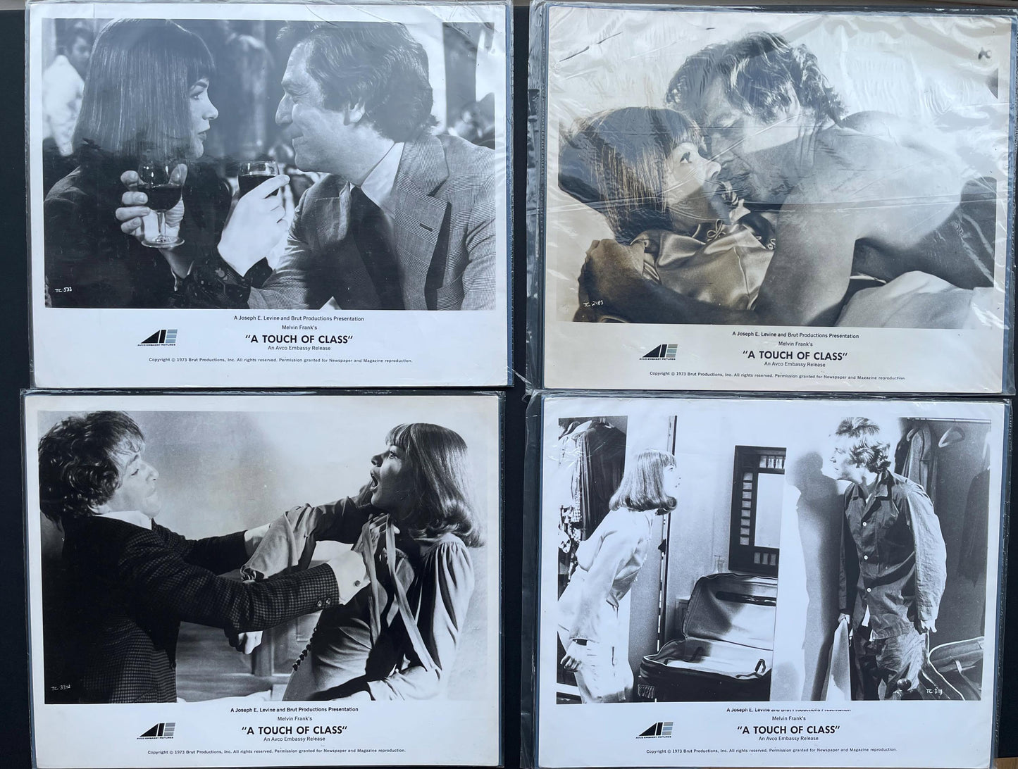 A Touch of Class 1973 Movie Stills (Set of 4) Black & White Cinema Memorabilia