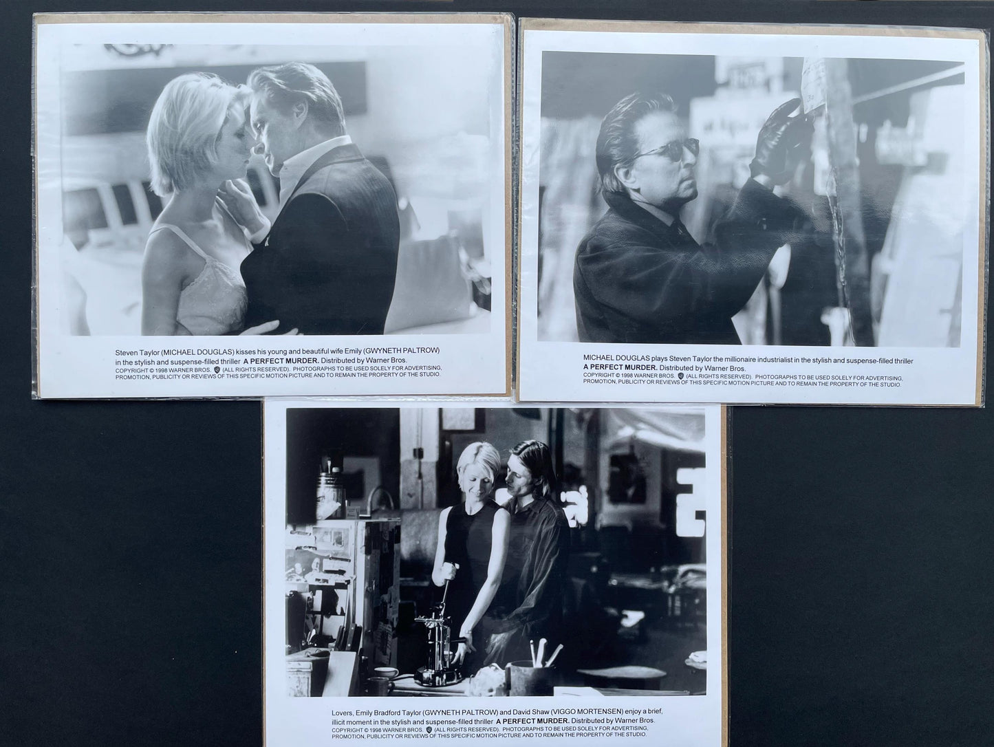 A PERFECT MURDER (1988) Original Black & White Stills x 3 + Free Shipping UK