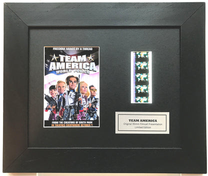 TEAM AMERICA Original 35mm Film Cells set within Quality Wood Frame + COA
