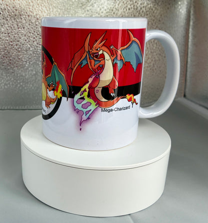 Pokemon Charmander, Charmeleon, Charizard & Mega Charizard 11oz Coffee Mug