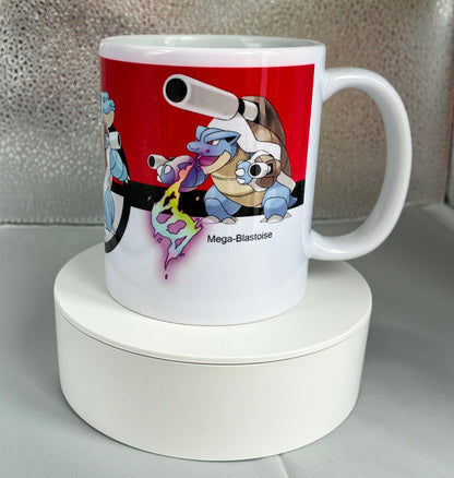 Pokemon Squirtle, Wartortle, Blastoise & Mega Blastoise 11oz Coffee Mug