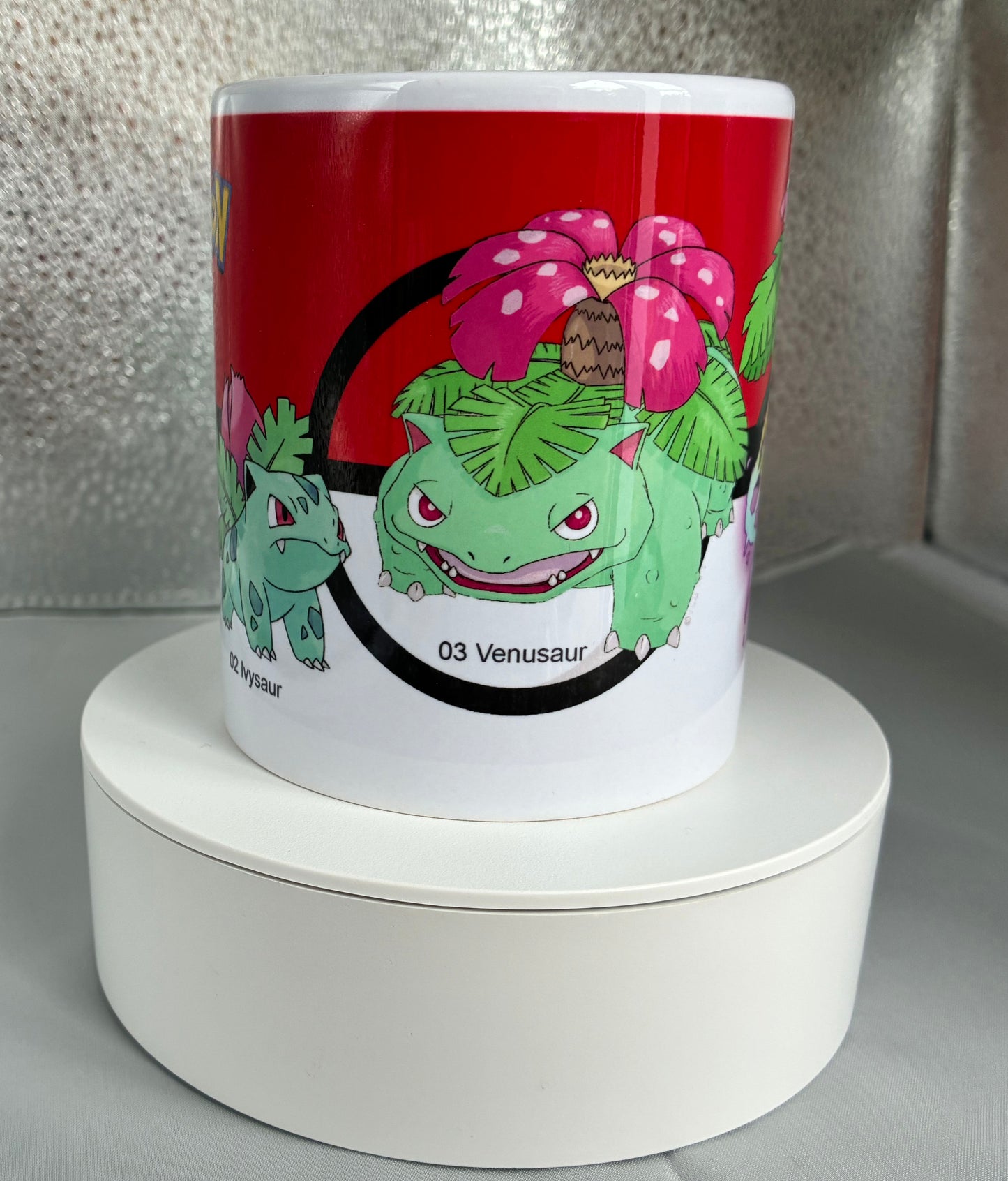 Characters of Pokemon Bulbasaur, Ivysaur, Venusaur & Mega Venusaur 11oz Coffee Mug