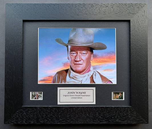 JOHN WAYNE Original 35mm Film Cell Memorabilia set in Quality Wood Frame v2