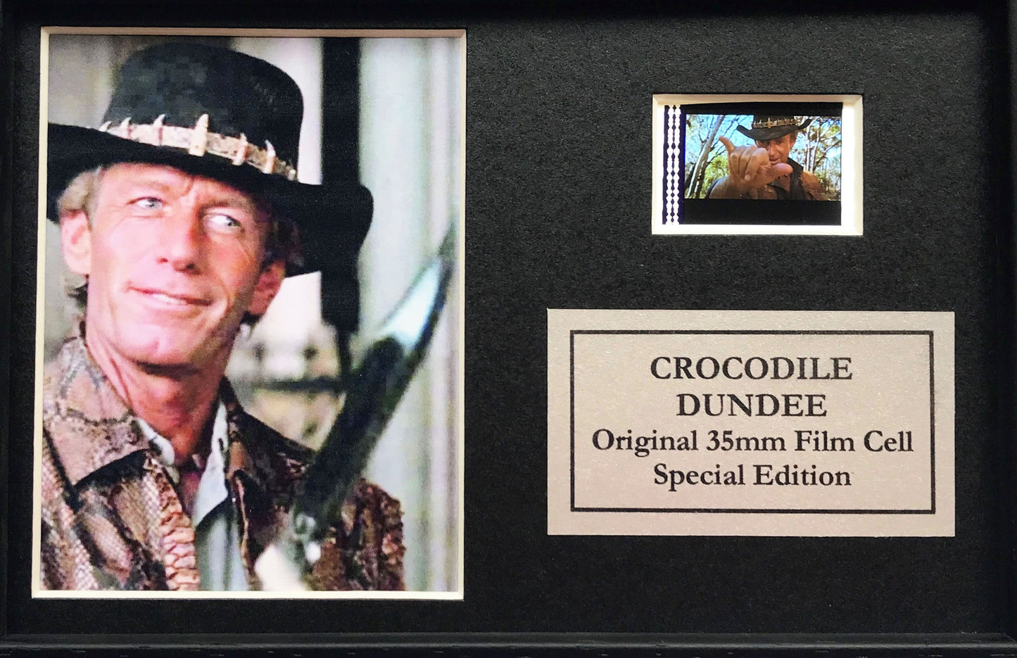 CROCODILE DUNDEE Original Mini 35mm Filmcell set within Quality Wood Frame + COA