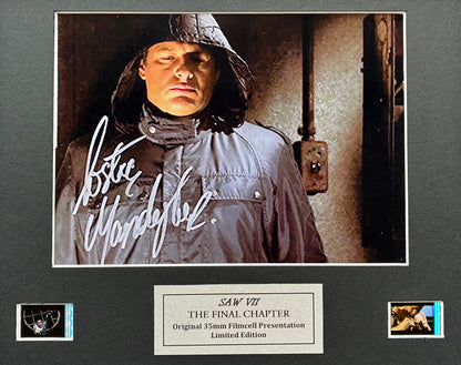 SAW Costas Mandylor Original 35mm Film Cells set within Quality Wood Frame + COA