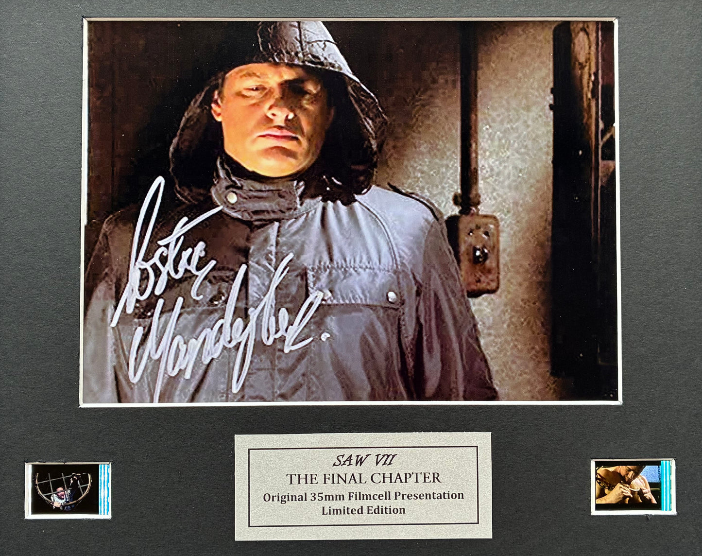 SAW Costas Mandylor Original 35mm Film Cells set within Quality Wood Frame + COA
