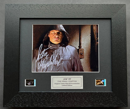 SAW Costas Mandylor Original 35mm Film Cells set within Quality Wood Frame + COA