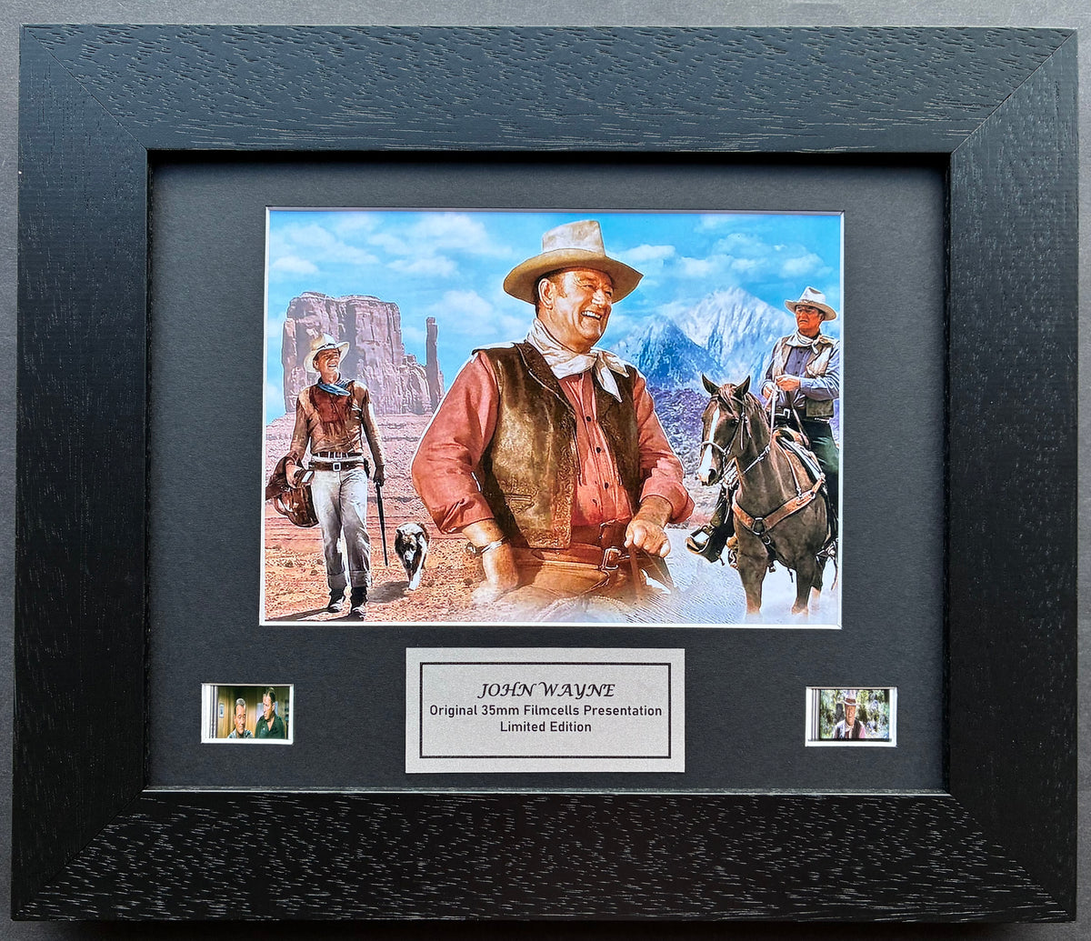 JOHN WAYNE Original 35mm Film Cell Memorabilia set in Quality Wood Frame + COA