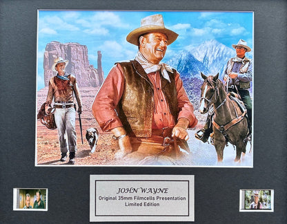 JOHN WAYNE Original 35mm Film Cell Memorabilia set in Quality Wood Frame + COA