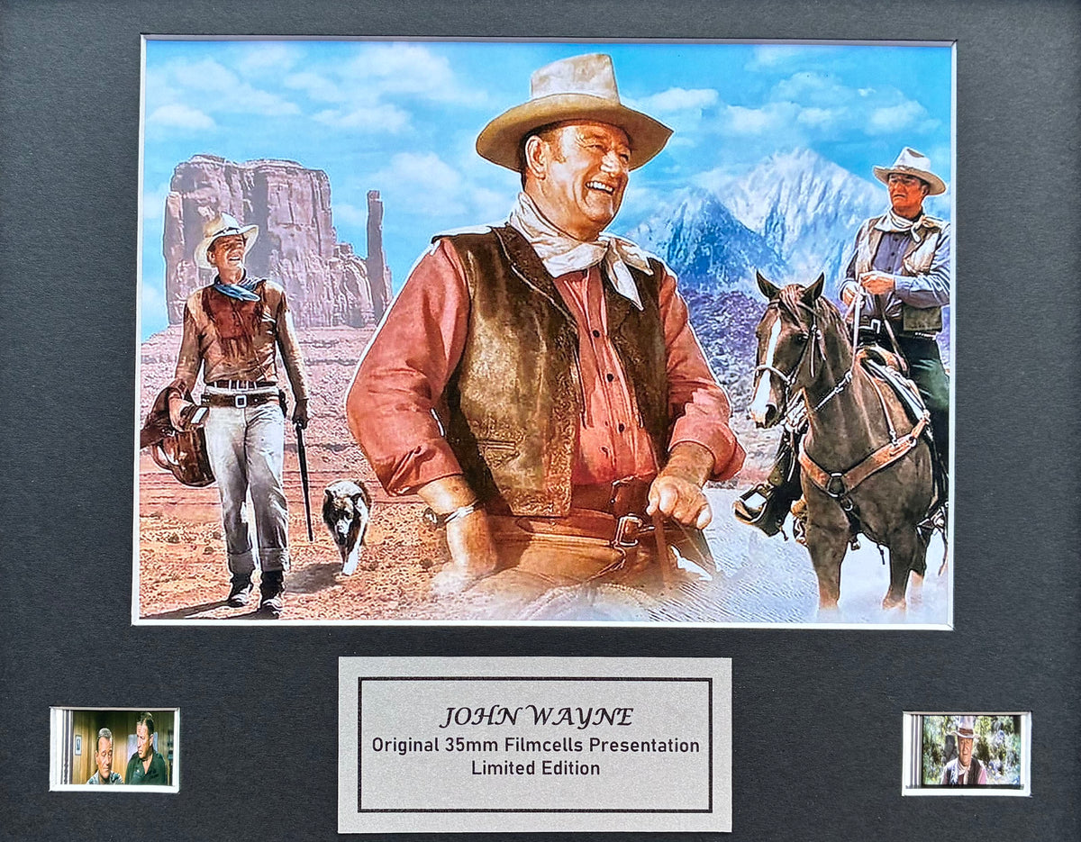 JOHN WAYNE Original 35mm Film Cell Memorabilia set in Quality Wood Frame + COA