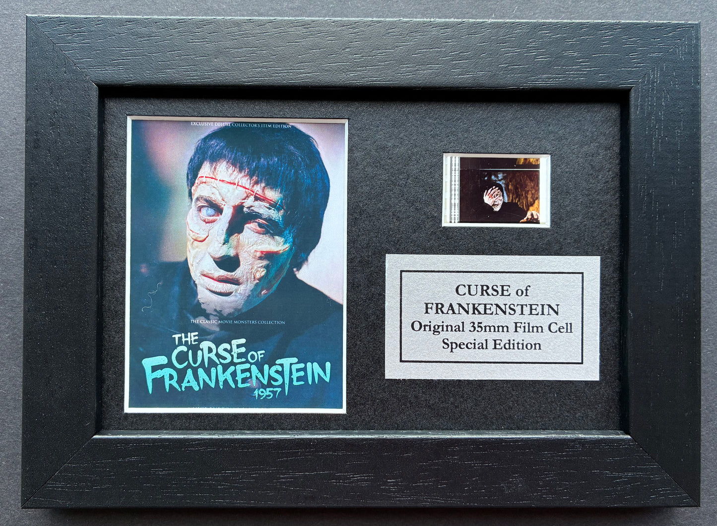 The CURSE of FRANKENSTEIN Original Mini 35mm Film Cells in Quality Wood Frame