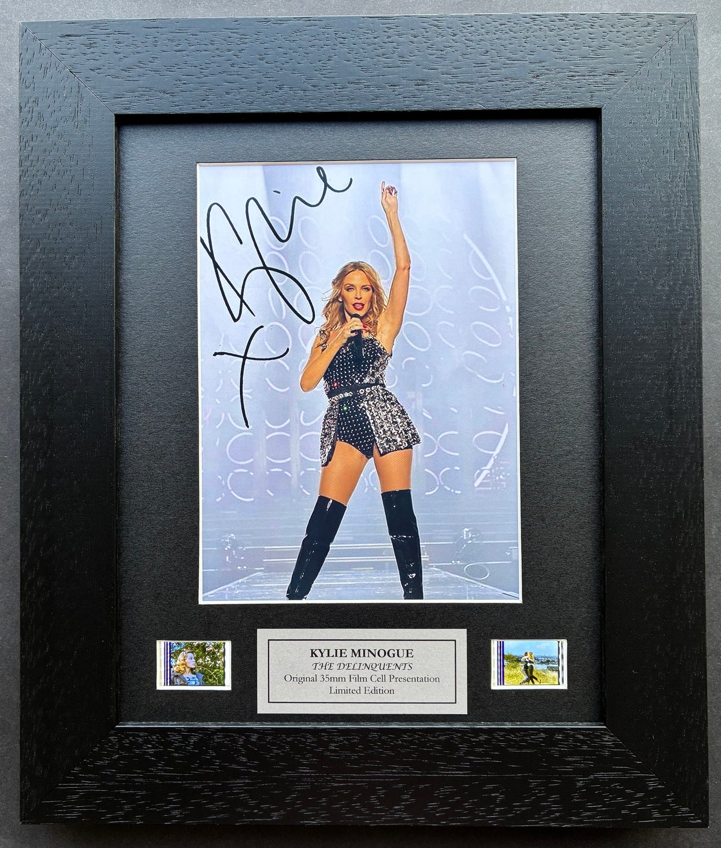 Handmade display featuring original 35mm film cells for a KYLIE MINOGUE fan vSR