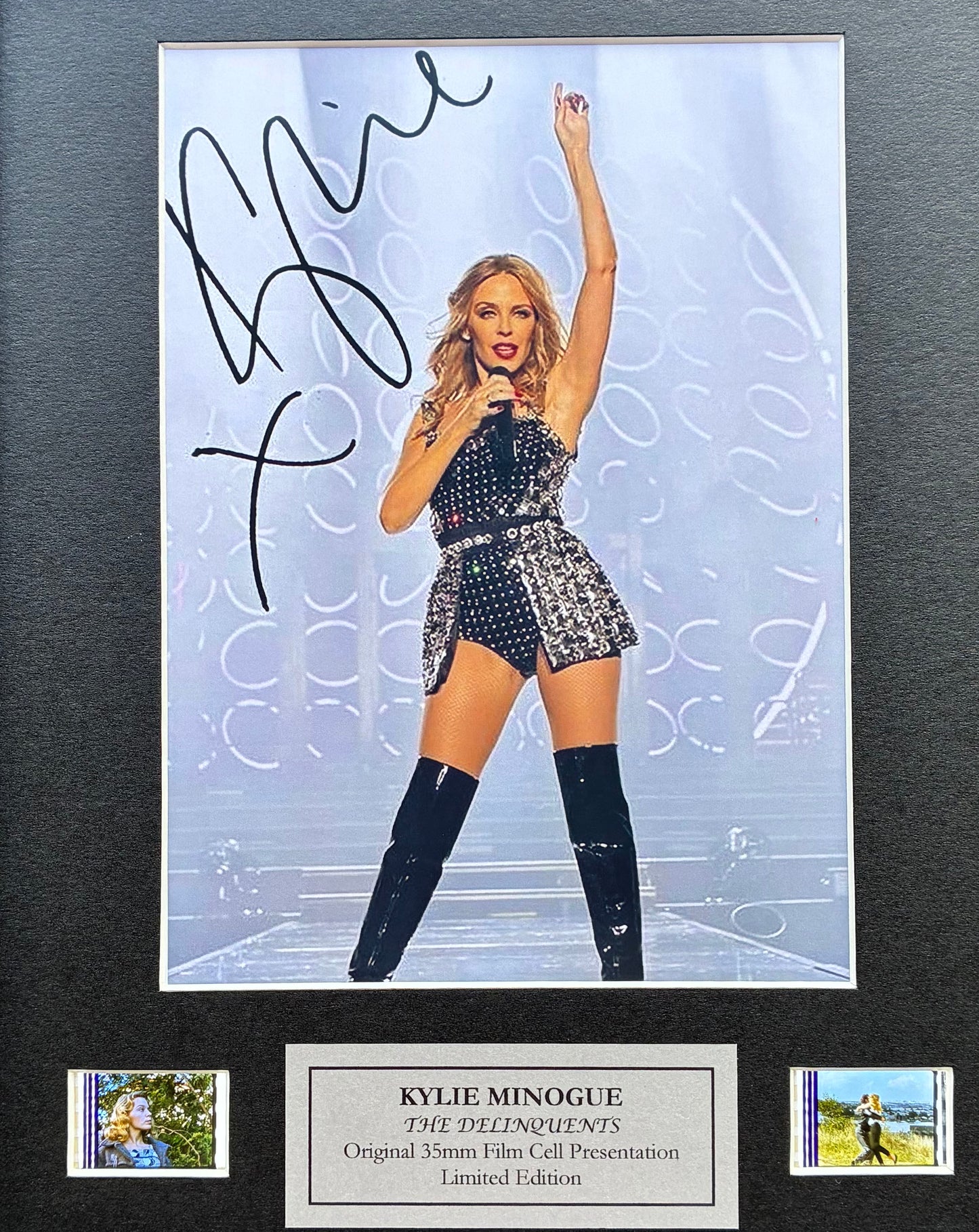 Handmade display featuring original 35mm film cells for a KYLIE MINOGUE fan vSR