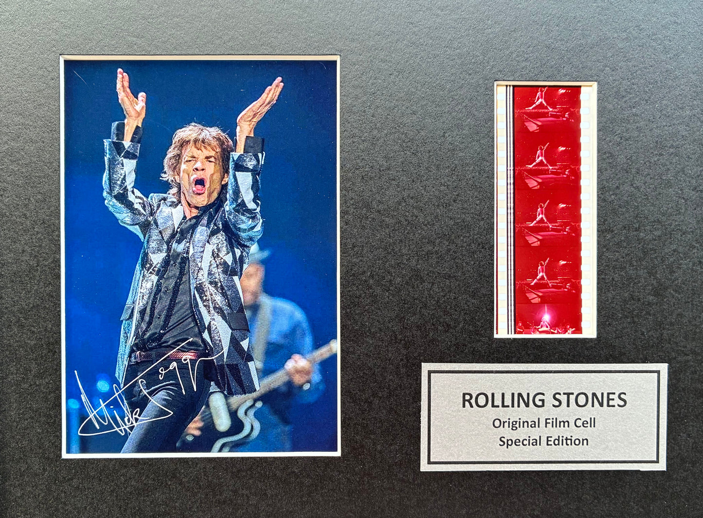 Hand crafted display featuring original film cells for Sir Mick Jagger fans v1