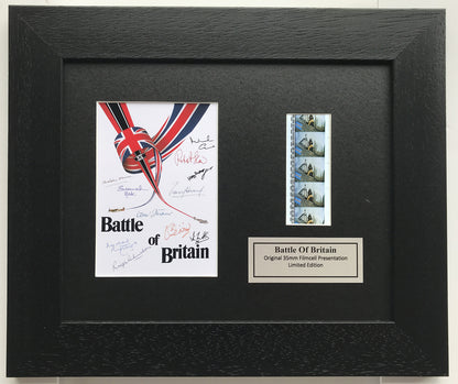 BATTLE of BRITAIN Cast Signed + Original 35mm Filmcells set in Quality Wood Frame