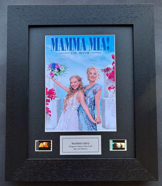 MAMMA MIA poster + Original 35mm Film Cells set in Quality Wood Frame + COA