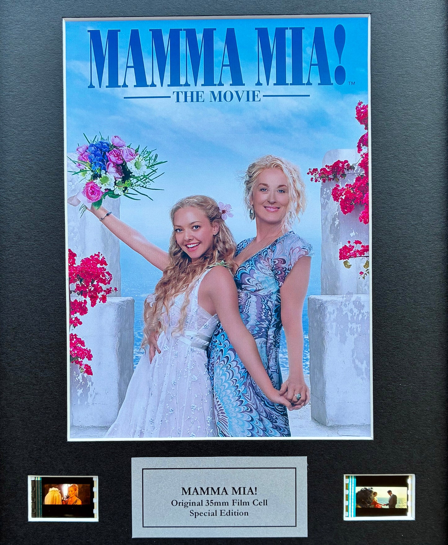 MAMMA MIA poster + Original 35mm Film Cells set in Quality Wood Frame + COA