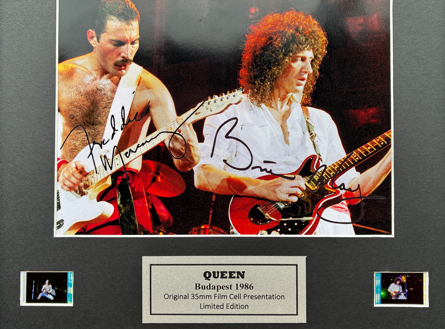 QUEEN Signed Repro + Original 35mm Film Cells set in Quality Wood Frame + COA