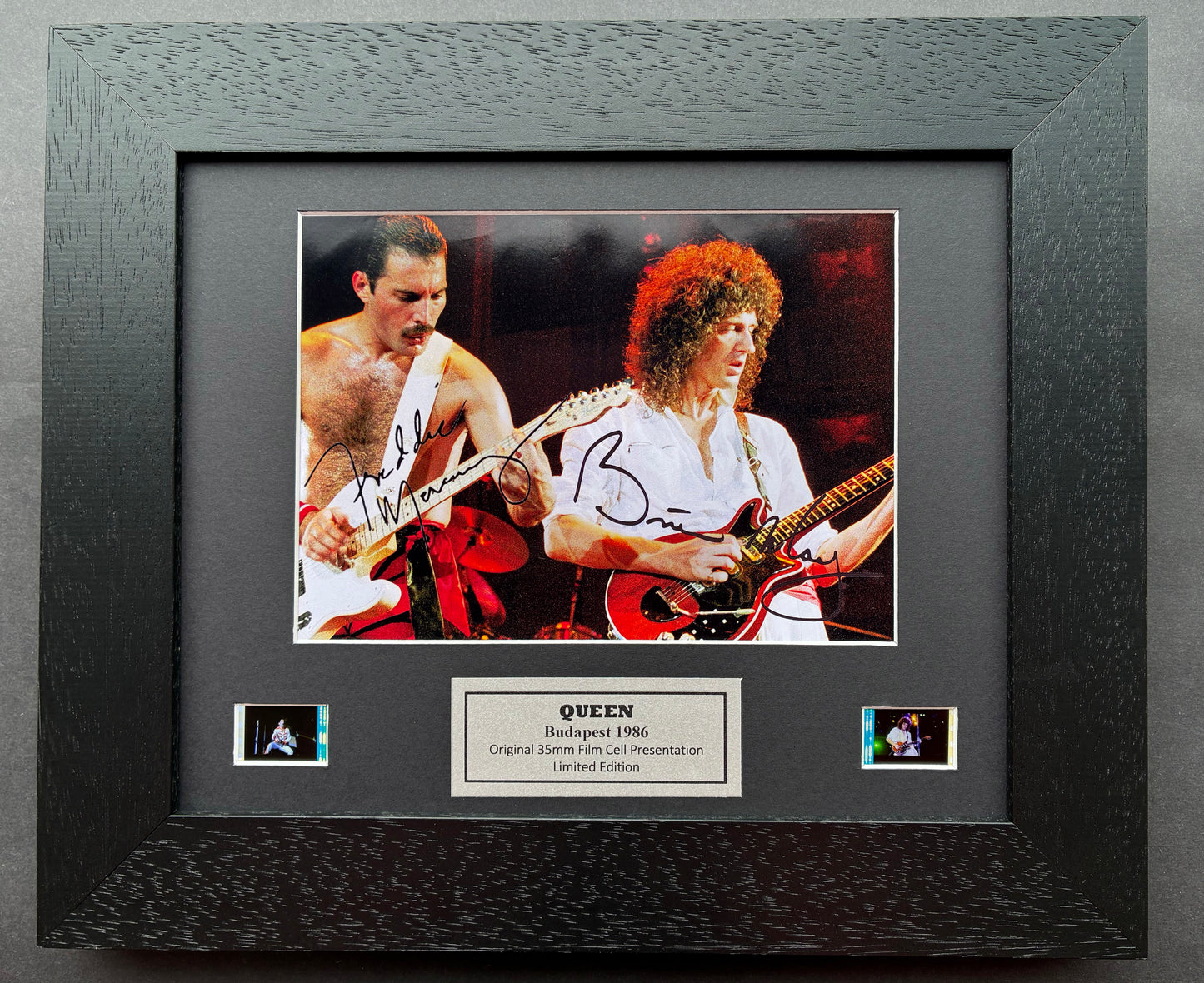 QUEEN Signed Repro + Original 35mm Film Cells set in Quality Wood Frame + COA