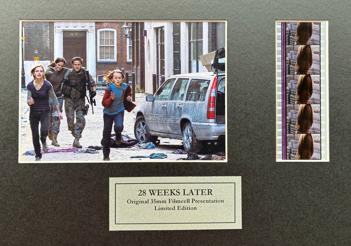 Hand crafted display featuring original 35mm film cells for 28 WEEKS LATER (2007) fans