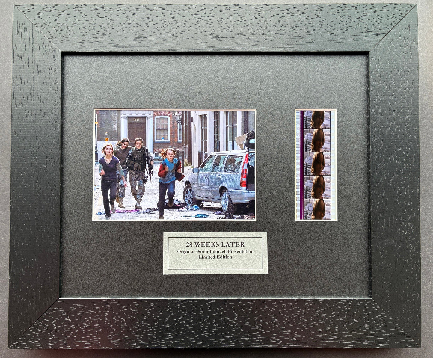 Hand crafted display featuring original 35mm film cells for 28 WEEKS LATER (2007) fans