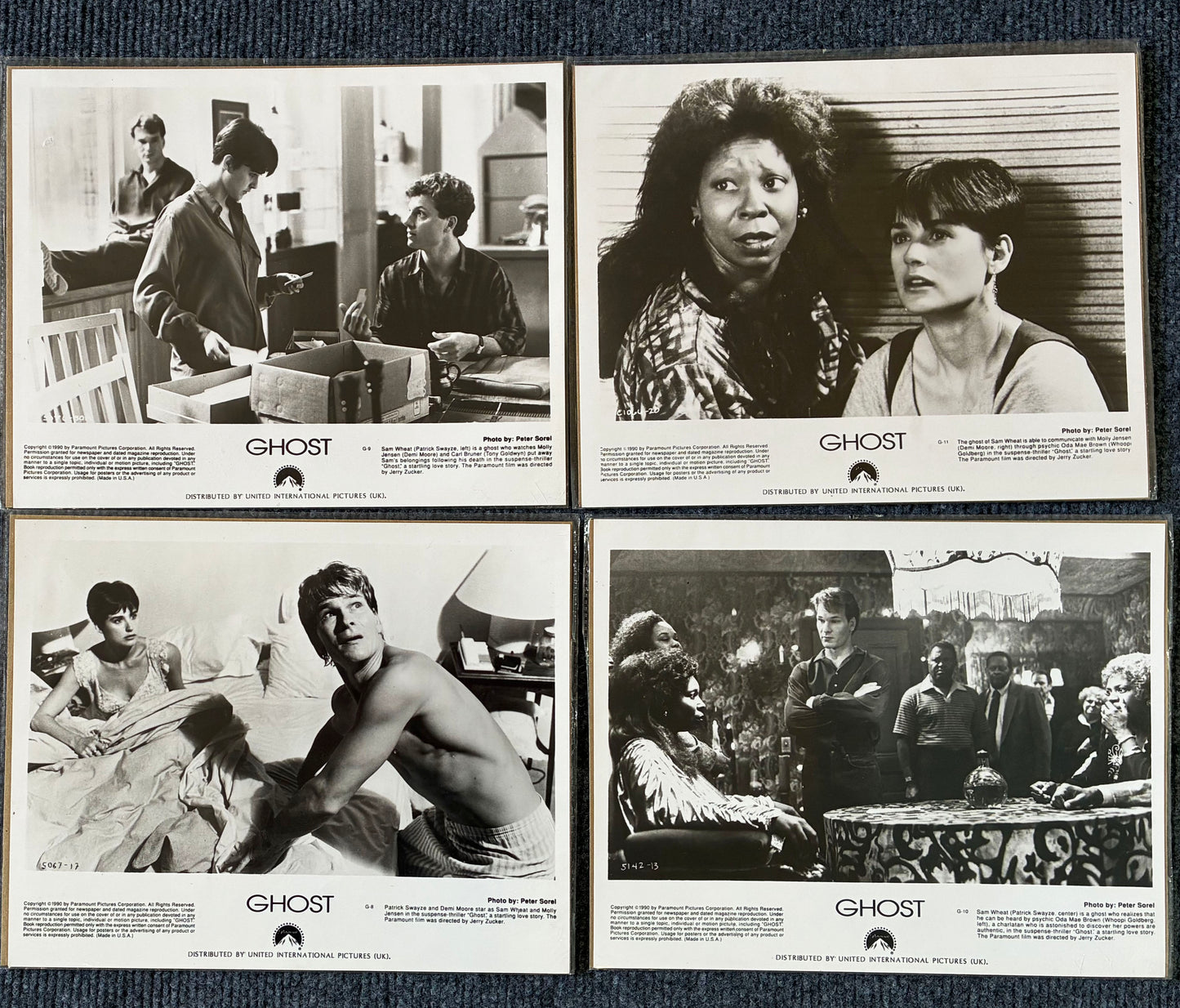 GHOST (1990) Original Black & White Lobby Cards - Set of 6