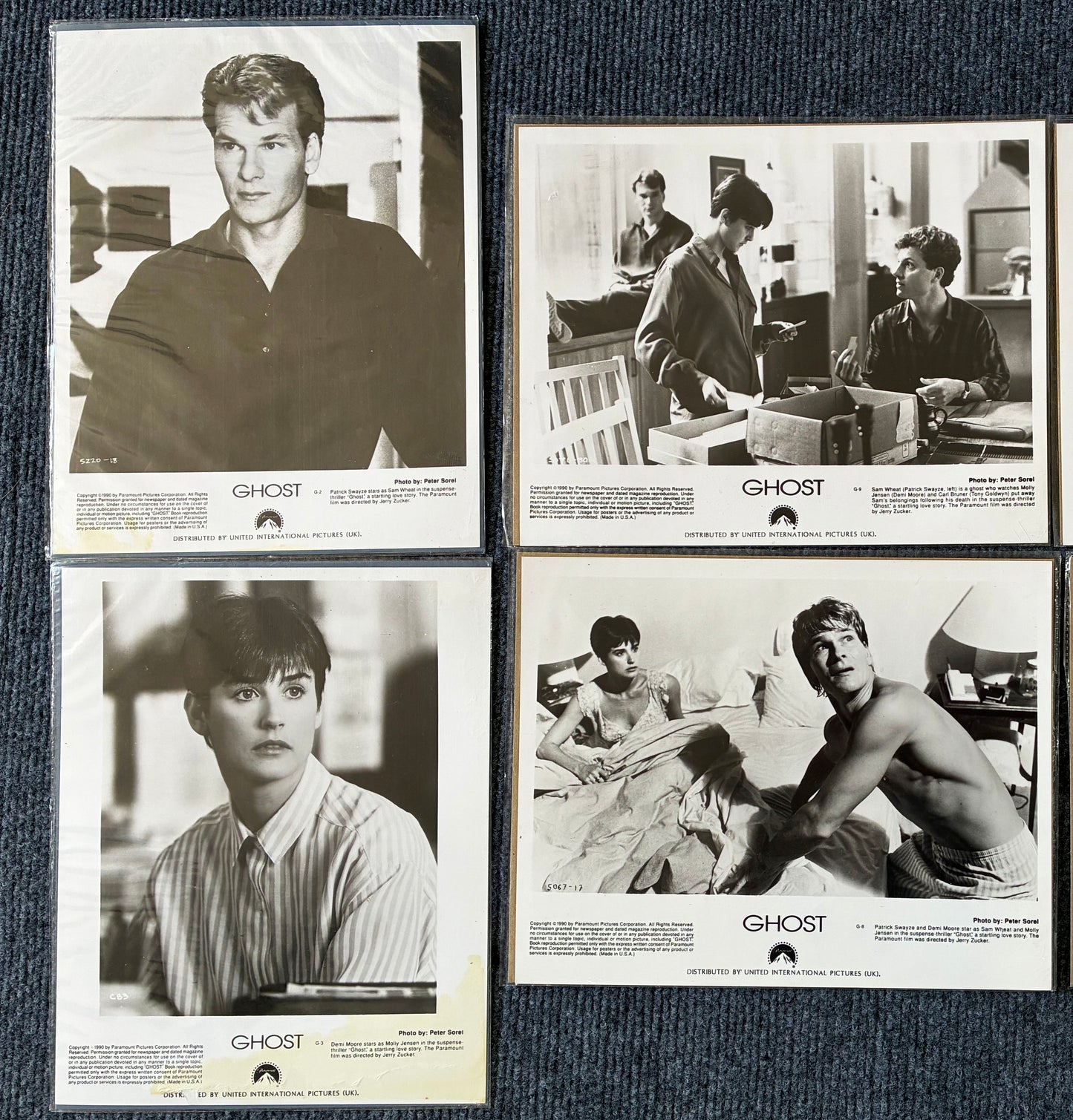 GHOST (1990) Original Black & White Lobby Cards - Set of 6