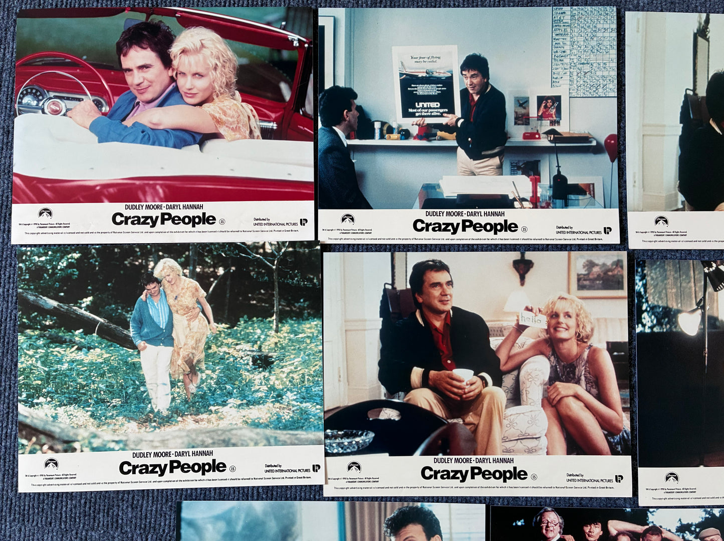 CRAZY PEOPLE (1990) Original Lobby Cards x 8 with Dudley Moore