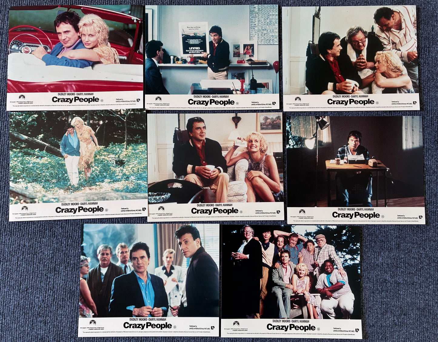 CRAZY PEOPLE (1990) Original Lobby Cards x 8 with Dudley Moore