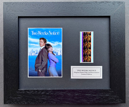 Hand Crafted display featuring original 35mm filmcells for TWO WEEKS NOTICE fans