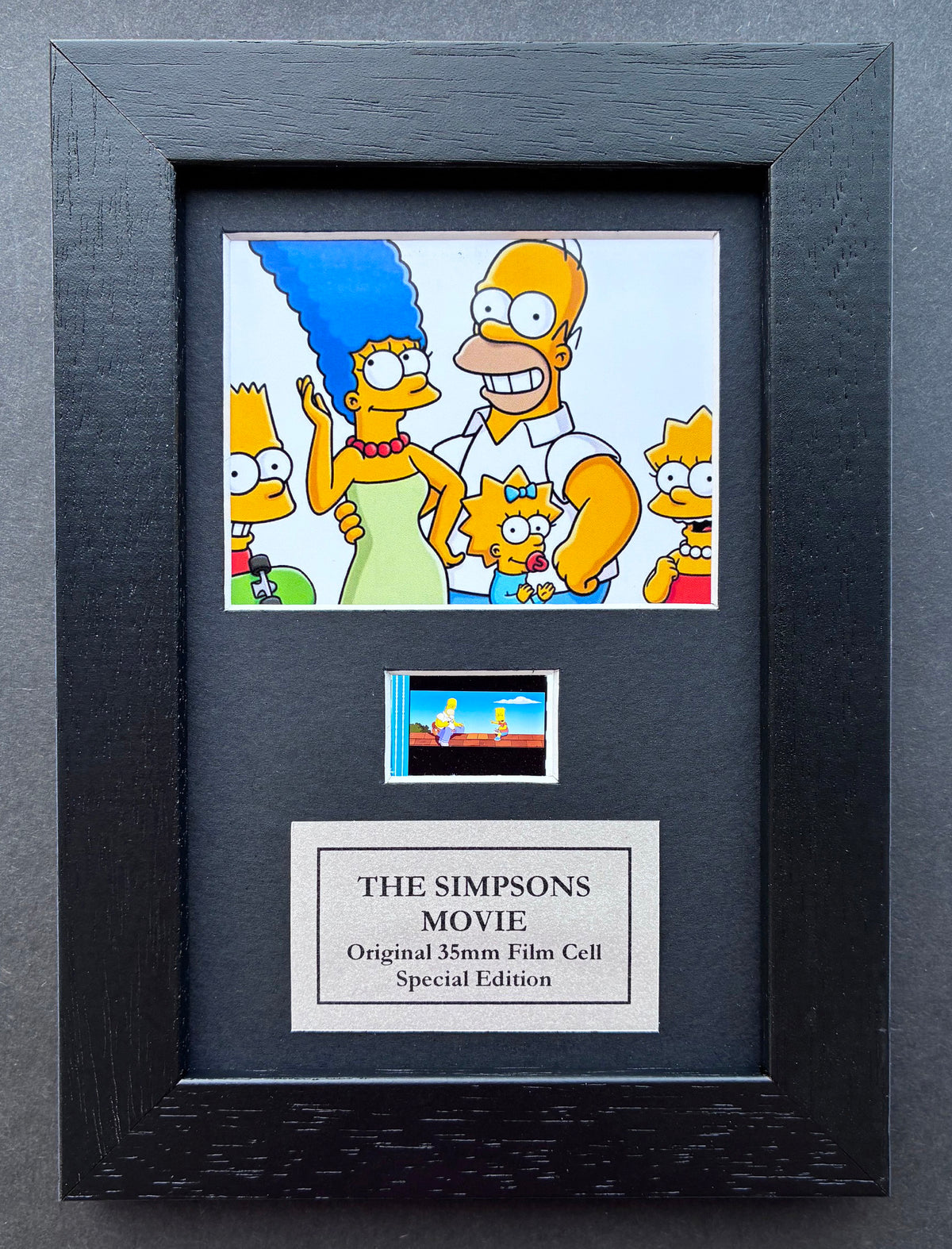 Hand crafted display featuring original film cell for THE SIMPSONS MOVIE fans