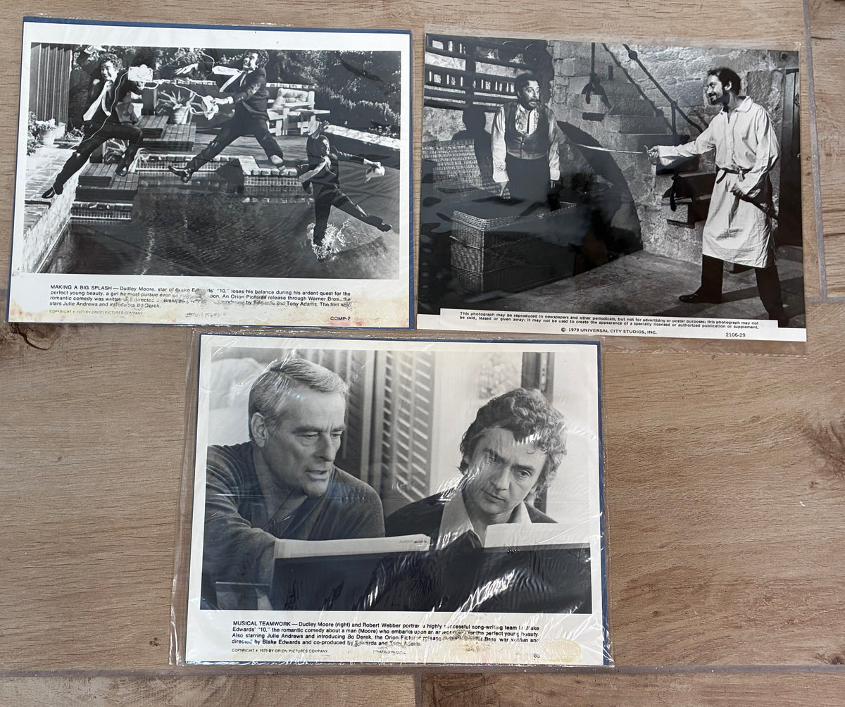 Original Black & White Stills x 7 damaged - Bo Derek, Julie Andrews, Dudley Moore