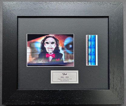 Hand crafted display inc original 35mm film cells for a Saw 2004 - 2010 Movie fan