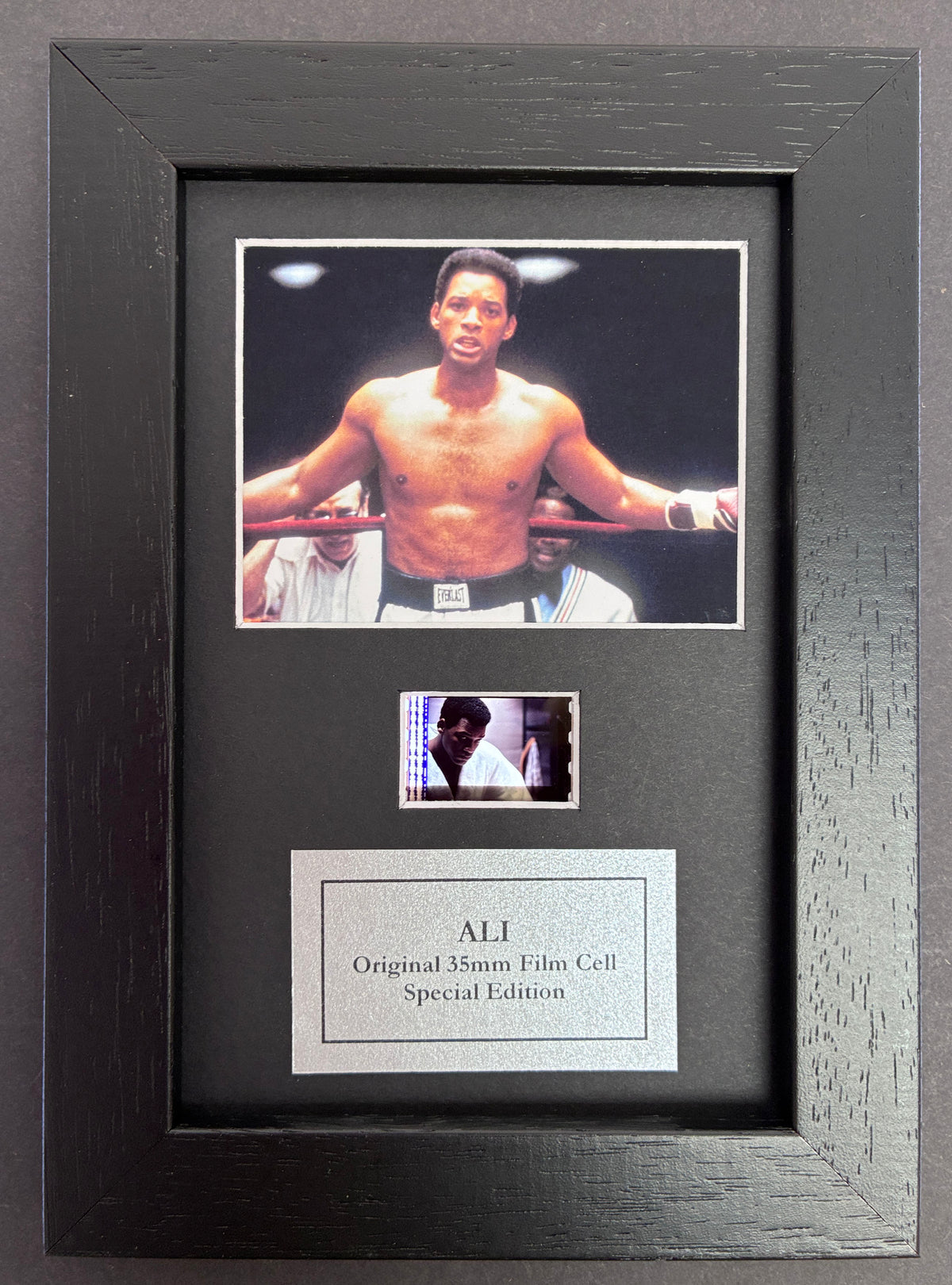 Hand Crafted Display of Original Mini 35mm Film Cell for ALI (WILL SMITH) fans