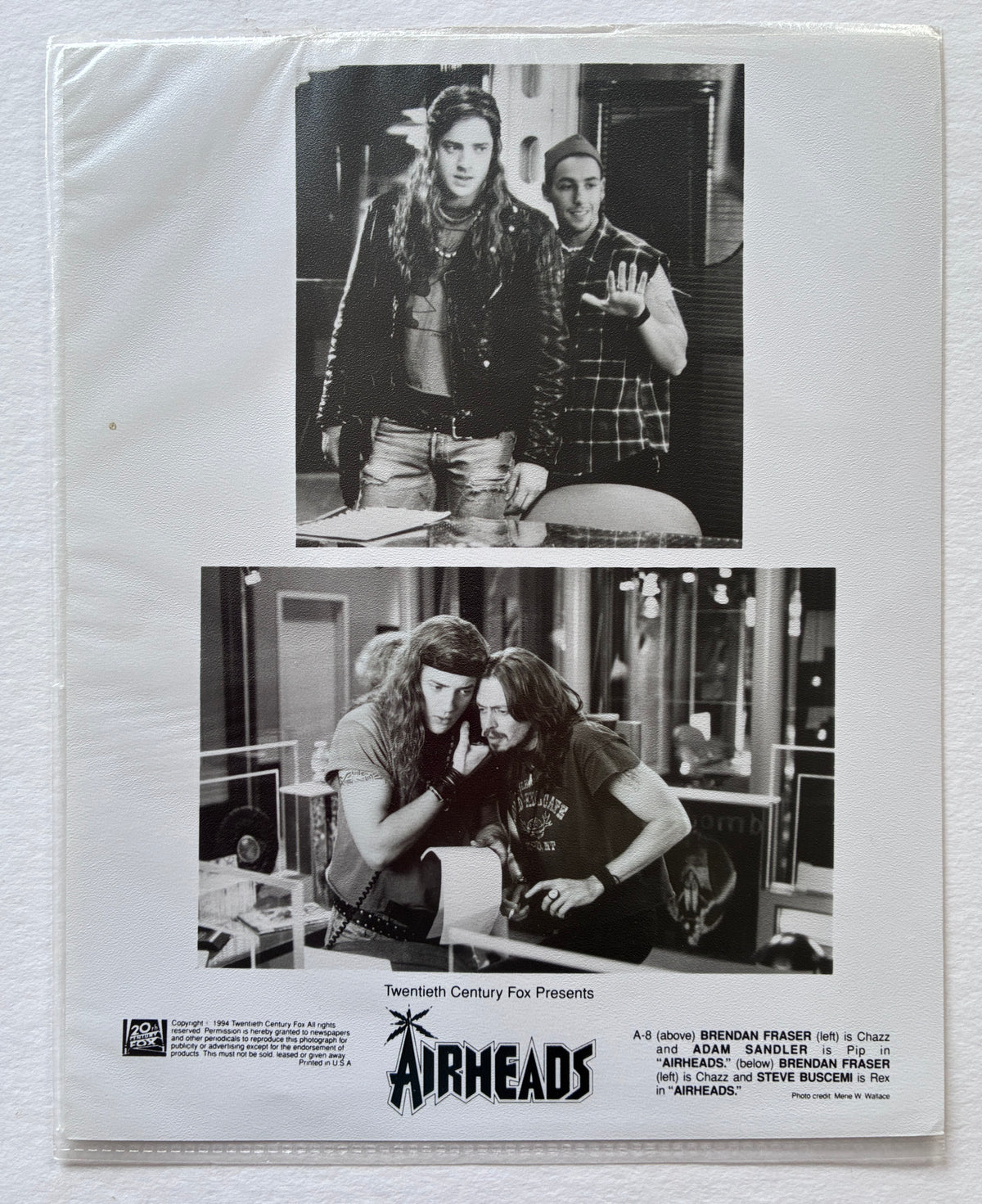 Original Black & White Stills for AIRHEADS of 1994 x 4 still in Polythene covers