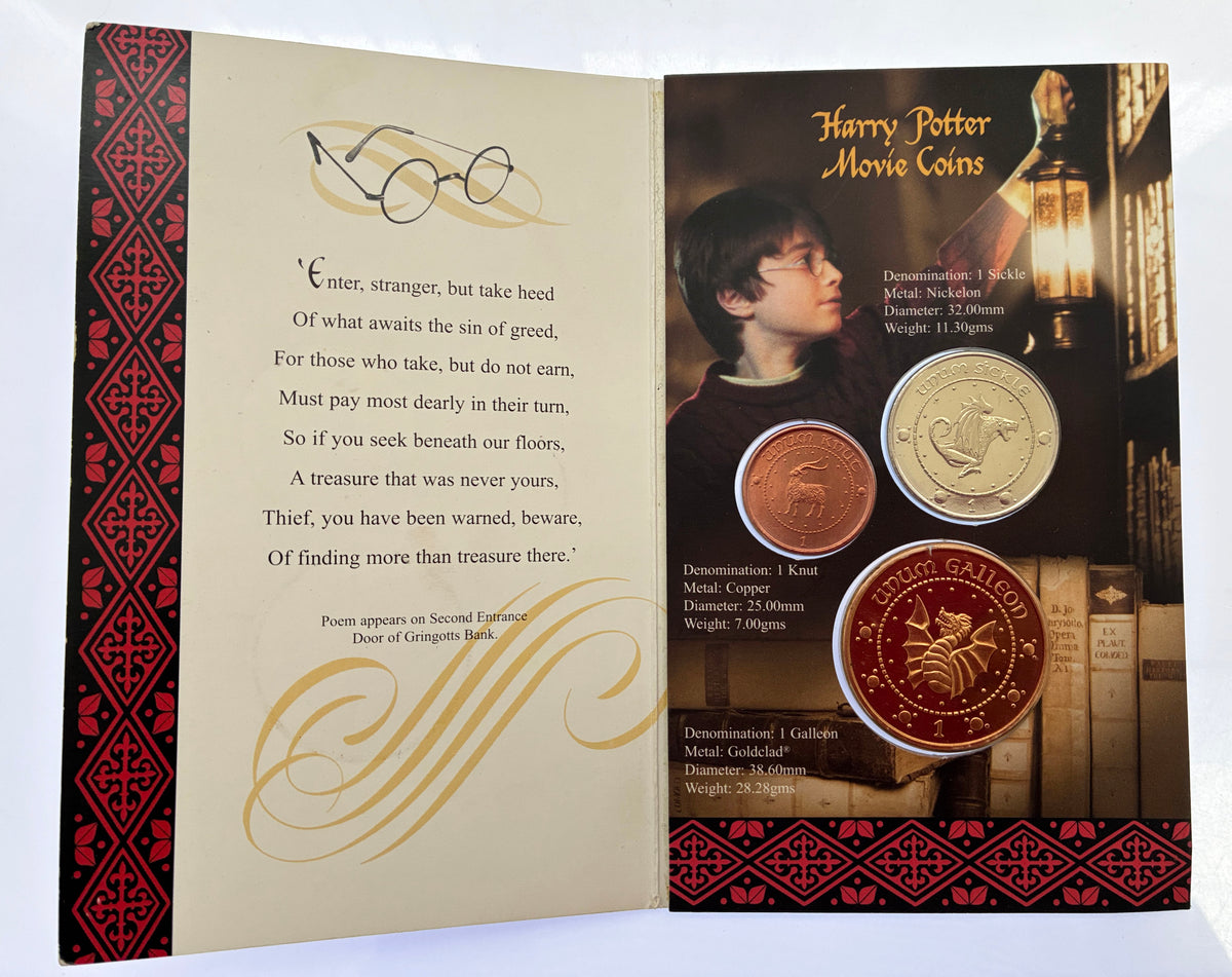 HARRY POTTER Gringotts Movie Coins - Galleon/Sickle/Knut, Pobjoy 2001